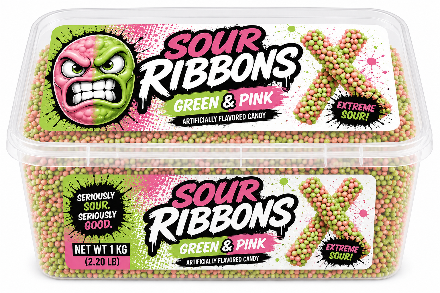 Sour Ribbons Green & Pink