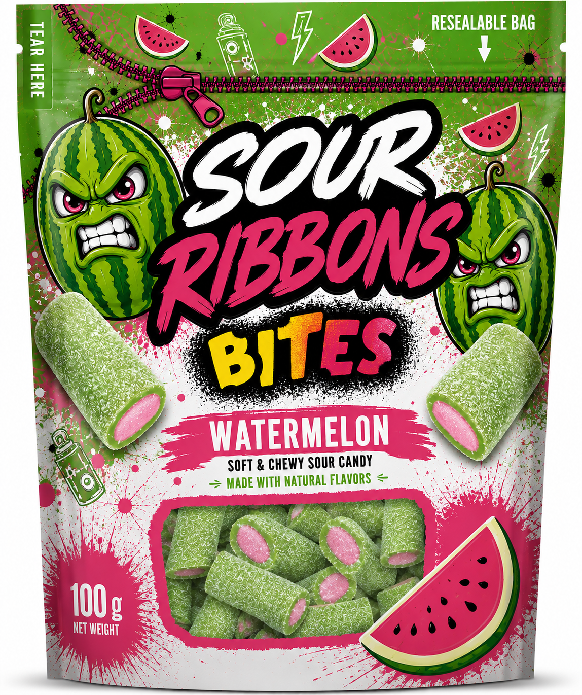 Watermelon Sour Ribbons Bites