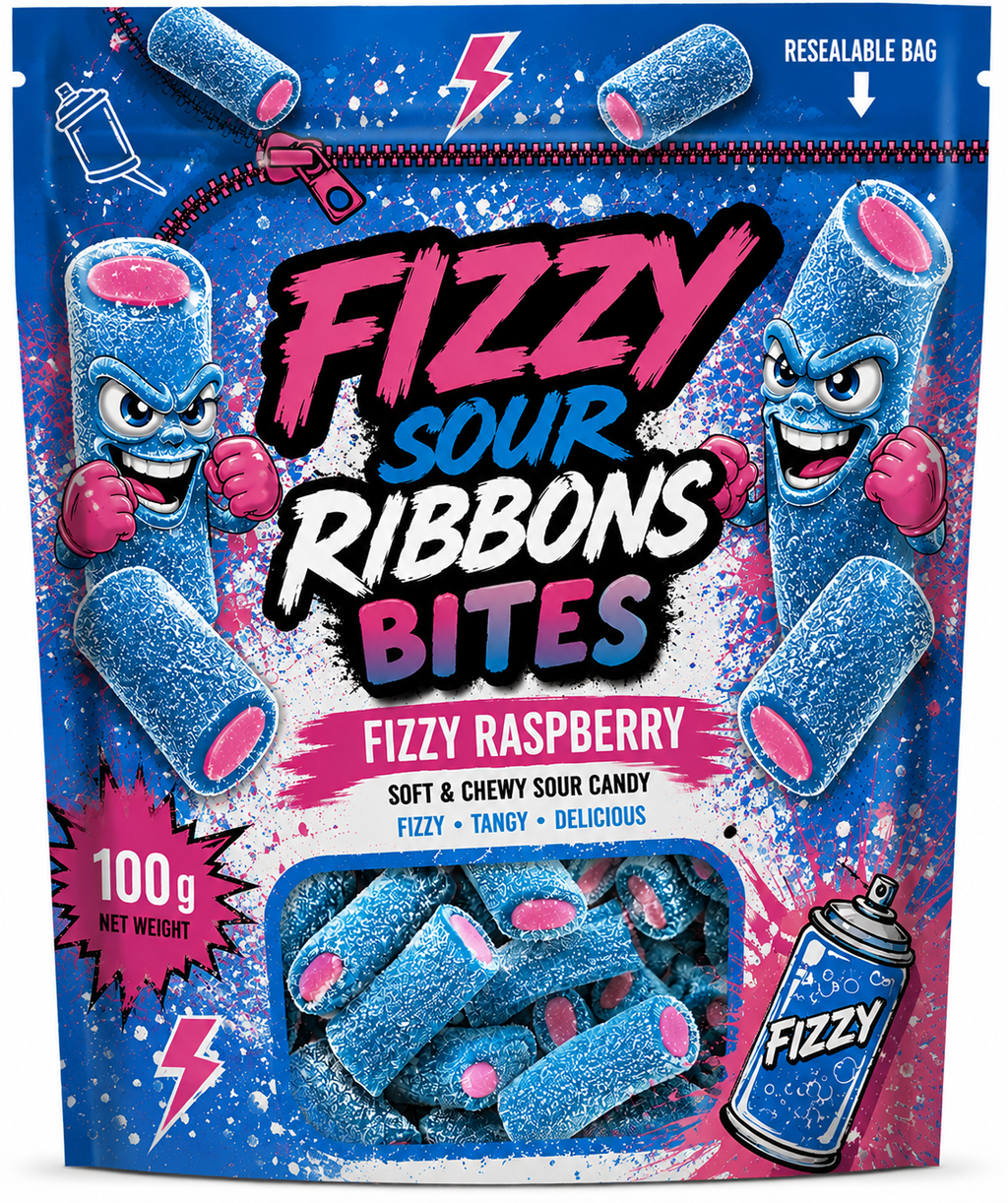 Fizzy Raspberry Sour Ribbons Bites