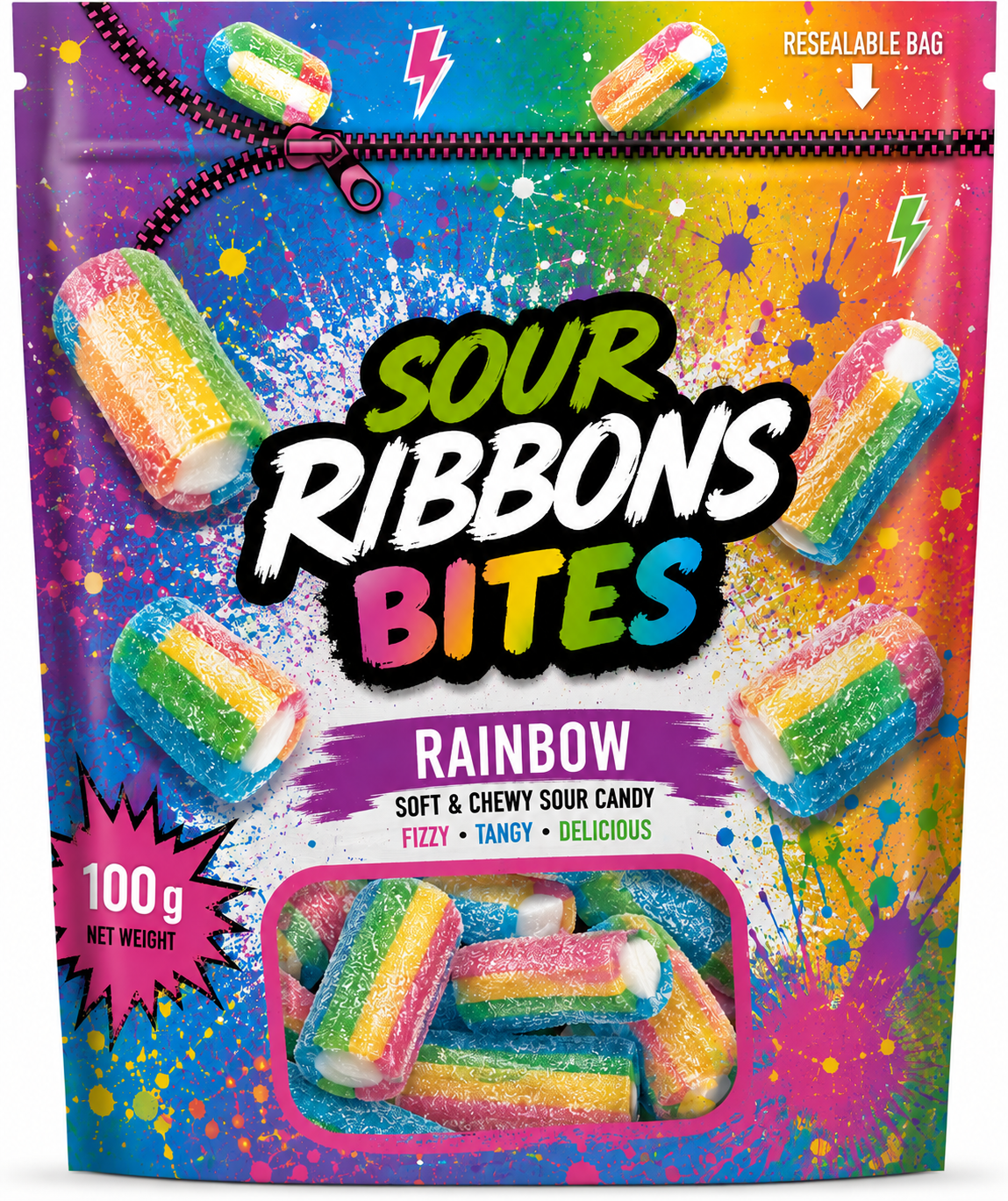 Rainbow Sour Ribbons Bites