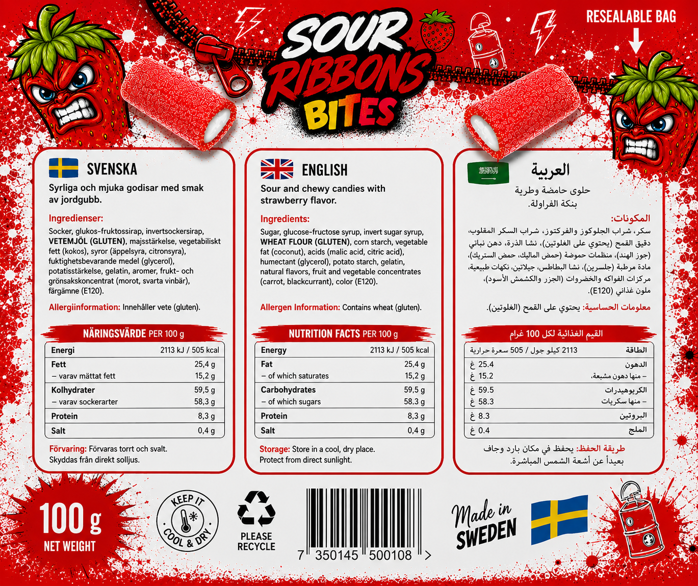 Strawberry Sour Ribbons Bites