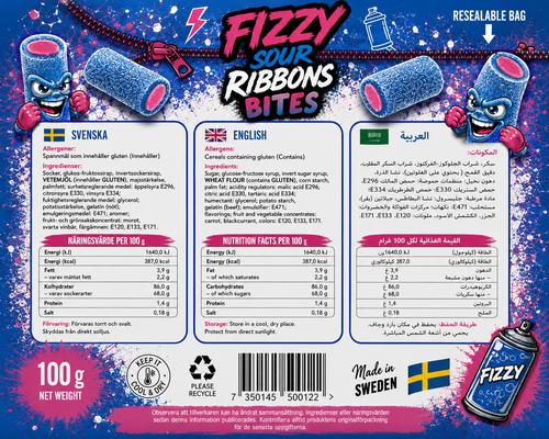 Fizzy Raspberry Sour Ribbons Bites